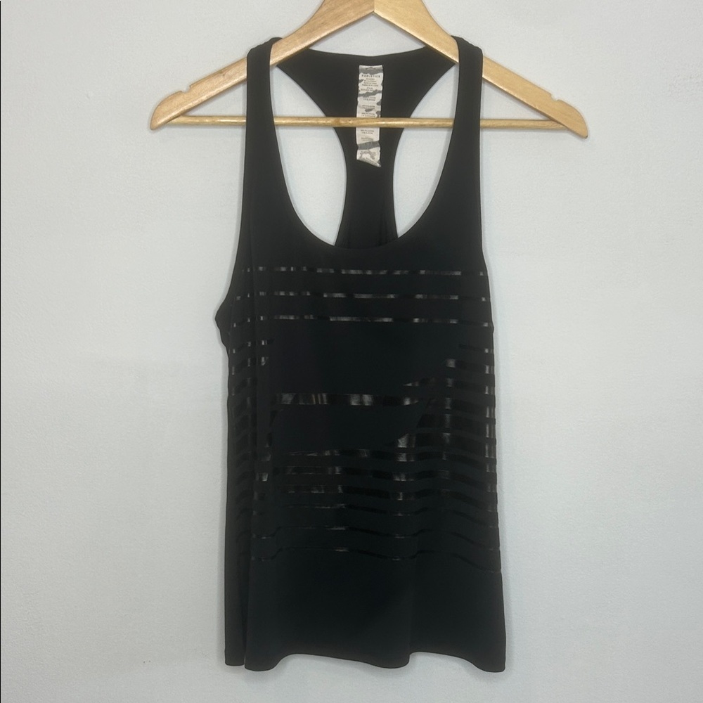 Fabletics Reflective Black Striped Racerback Tank Top Large - Picture 2 of 6